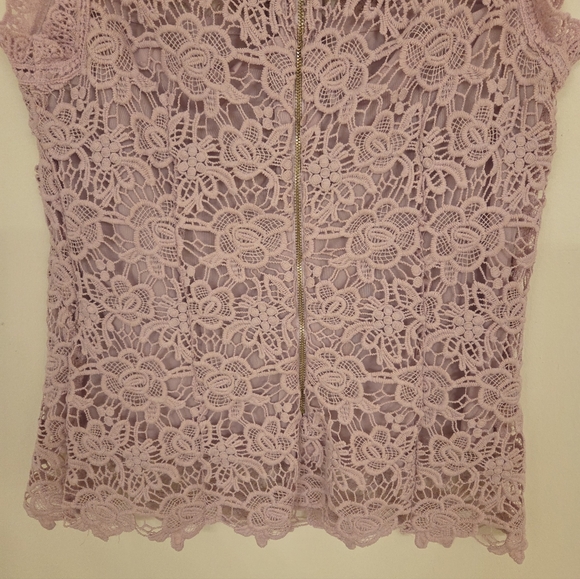 NANETTE LEPORE GORGEOUS SUGAR PLUM LILAC LACE TOP ZIPPER Down Back Lined EUC - Picture 11 of 12